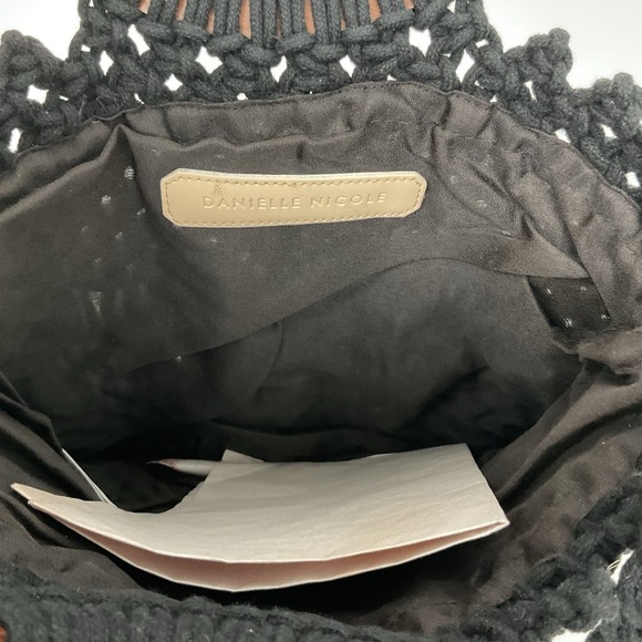 Danielle Nicole Black Macrame Fringe Crossbody Shoulder Bag Boho Cottagecore - Picture 9 of 9